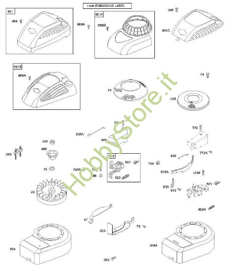 B - Alloggiamento/ripari ventola, freno, volano B&S - 10 €¦ 10A902-2128-E1 brand Stihl